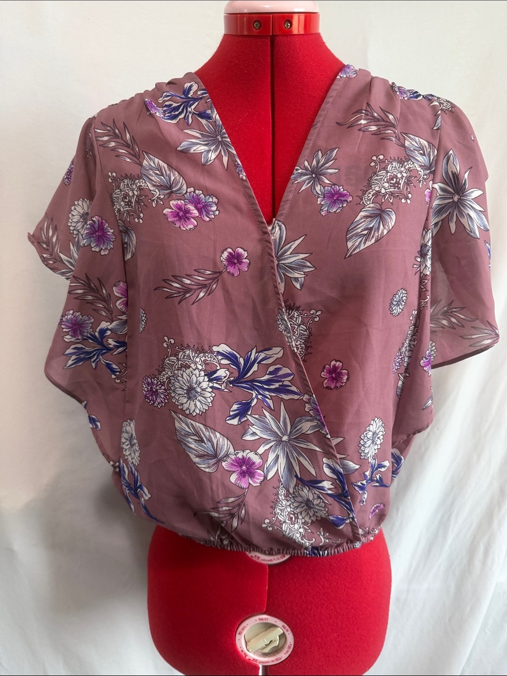 Japna Mauve Pink Floral Wrap Blouse